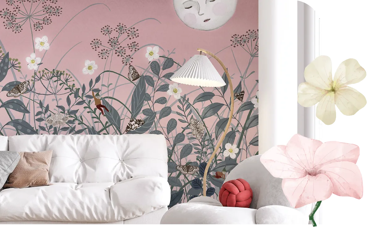 Mural Feminine and Pink Wallpaper for Women